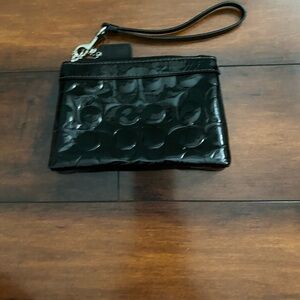 Coach Black Patent Leather Wristlet Y2K